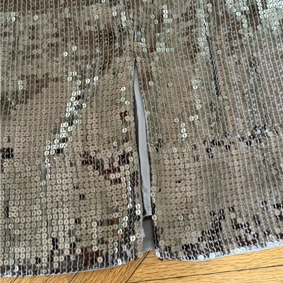 Alice + Olivia Sequin Gunmetal Silver Skirt 10 - Picture 7 of 13